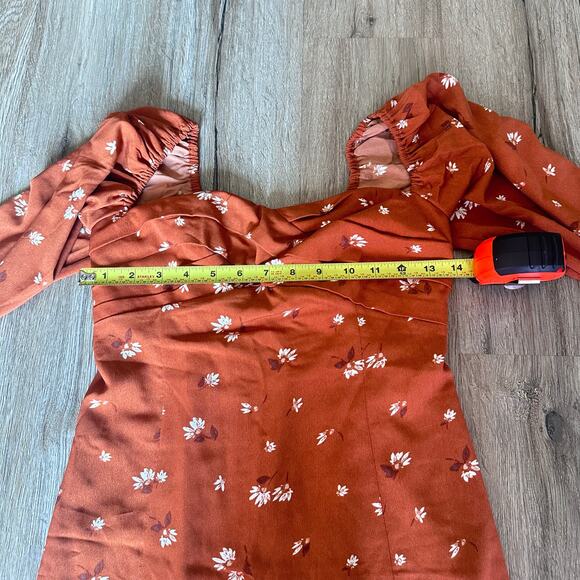 Abercrombie & Fitch Rust Floral Long Sleeve Mini Dress - Picture 13 of 16